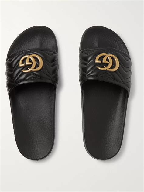 pursuit gucci logo slides|gucci slides women size 36.